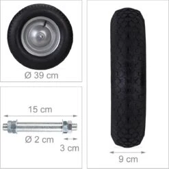 Relaxdays 4 X Roue De Brouette 4.80 4.00-8 - Pneu Pneumatique - Avec Essieu - Jante En Acier - Jusqu'à 200 Kg -Vendite Pelouse Pro 1198x1200 48