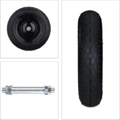 Relaxdays 2x Roue De Brouette 4.80 4.00-8 - Pneu Pneumatique - Essieu - Jante Acier Noir - Roue De Secours -Vendite Pelouse Pro 1198x1200 51