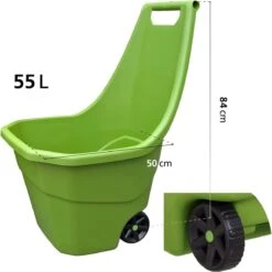 Prosperplast Chariot à Déchets 55 Litres Vert - Chariot De Jardin - Brouette - Chariot De Jardin - Chariot à Déchets De Jardin - Chariot De Jardin - Poubelle De Jardin - Chariot à Déchets - Chariot à Litière -Vendite Pelouse Pro 1198x1200 55