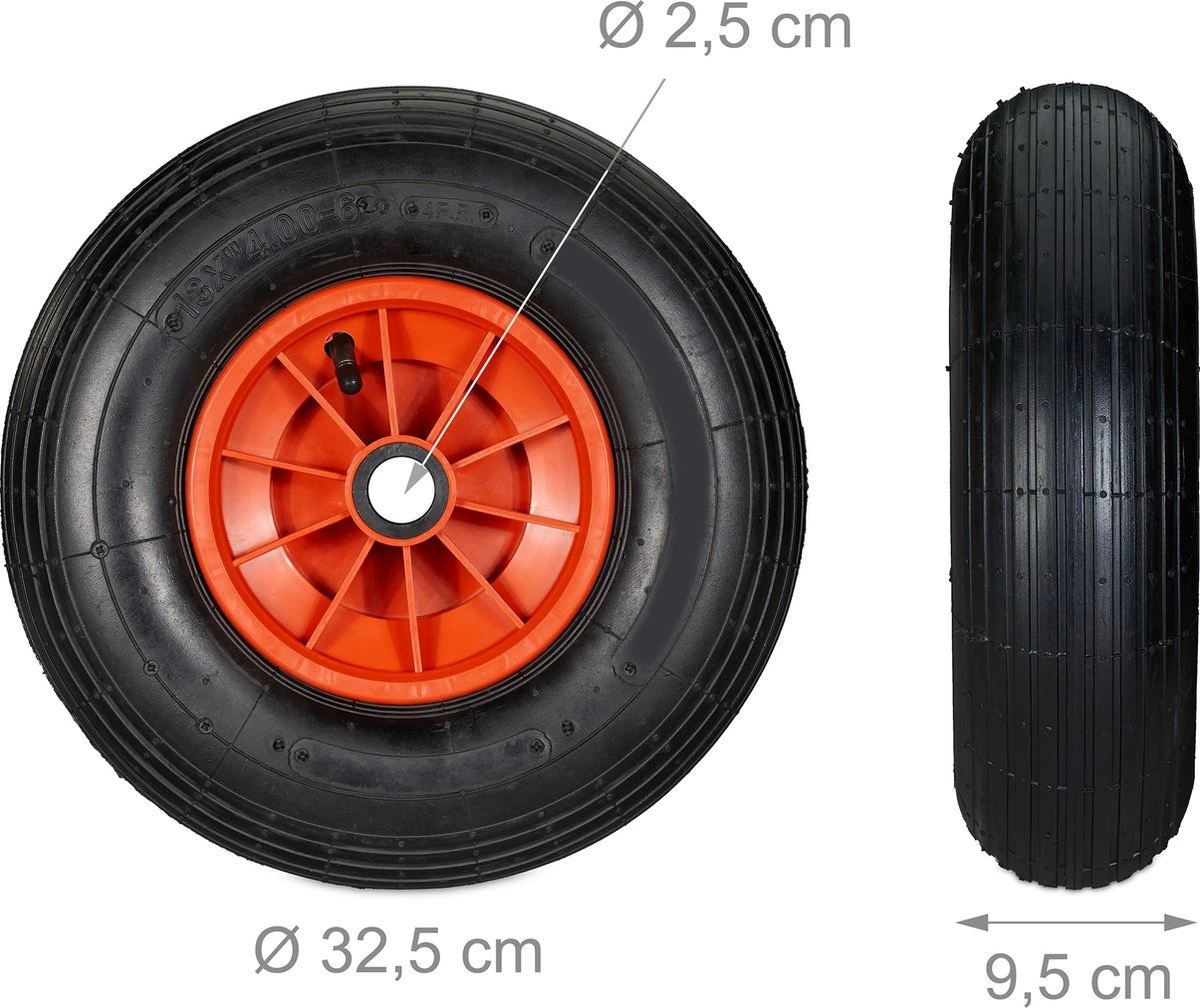 Relaxdays Wheelbarrow Wheel 4.00-6 - Roue De Secours Brouette - Pneu Pneumatique - Borne D'éclairage Noir-rouge 13 Relaxdays Wheelbarrow Wheel 4.00-6 - Roue De Secours Brouette - Pneu Pneumatique - Borne D'éclairage Noir-rouge – Image 13