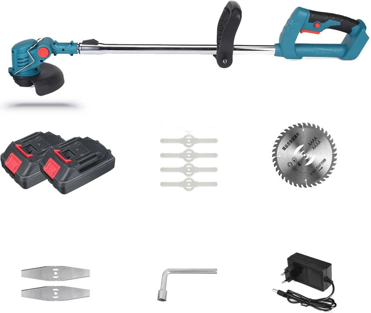 Tondeuse à Gazon Coupe-herbe- Tondeuse à Gazon électrique Sans Fil Rechargeable - Tondeuse à Gazon Rotative - Tondeuse à Gazon - Poignée Réglable - Avec 2 Piles - Pour La Coupe De Pelouse De Jardin - Blauw 8 Tondeuse à Gazon Coupe-herbe- Tondeuse à Gazon électrique Sans Fil Rechargeable - Tondeuse à Gazon Rotative - Tondeuse à Gazon - Poignée Réglable - Avec 2 Piles - Pour La Coupe De Pelouse De Jardin - Blauw – Image 8