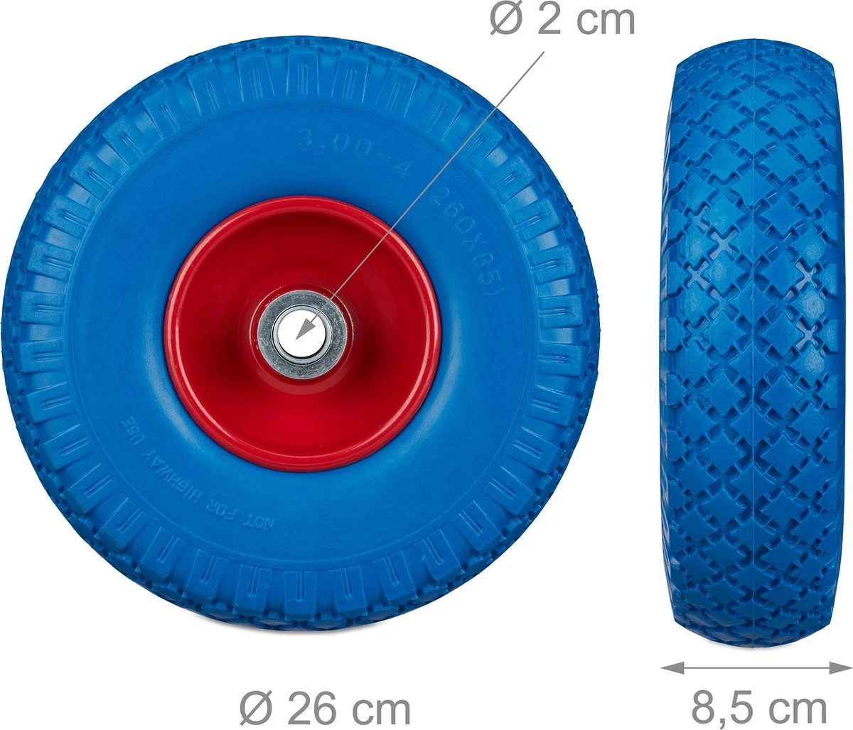 Ensemble De Roues Pour Diable Relaxdays V8 X - Pneu En Caoutchouc - Charrette à Main - 150 Kg - Jante Acier Bleu 4 Ensemble De Roues Pour Diable Relaxdays V8 X - Pneu En Caoutchouc - Charrette à Main - 150 Kg - Jante Acier Bleu – Image 4