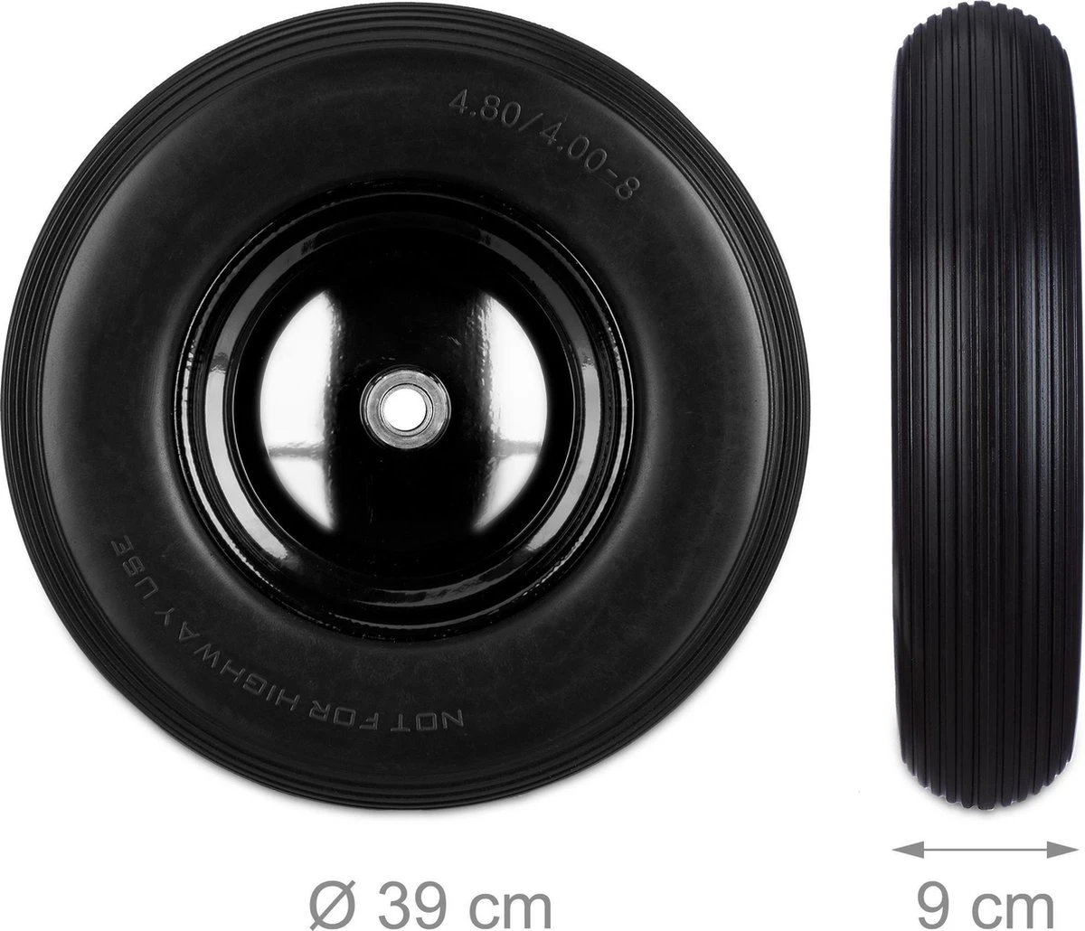 Relaxdays 1 X Roue De Brouette 4.80 4.00-8 - Roue De Secours - Roue De Diable - Pneu En Caoutchouc Noir 4 Relaxdays 1 X Roue De Brouette 4.80 4.00-8 - Roue De Secours - Roue De Diable - Pneu En Caoutchouc Noir – Image 4