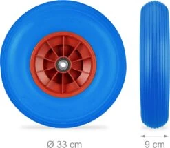 Relaxdays 1x Roue De Brouette 4.00-6 - Caoutchouc Plein - Roue De Secours Anti-crevaison PU - Adaptateurs Bleu -Vendite Pelouse Pro 1200x1046 4