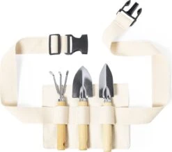 Ensemble De Jardinage - Outils De Outils De Jardin - Ensemble D'outils - Râteau - Pelle - Pelle - Sac De Transport - Katoen - Bois - Métal - Marron - 3 Pièces