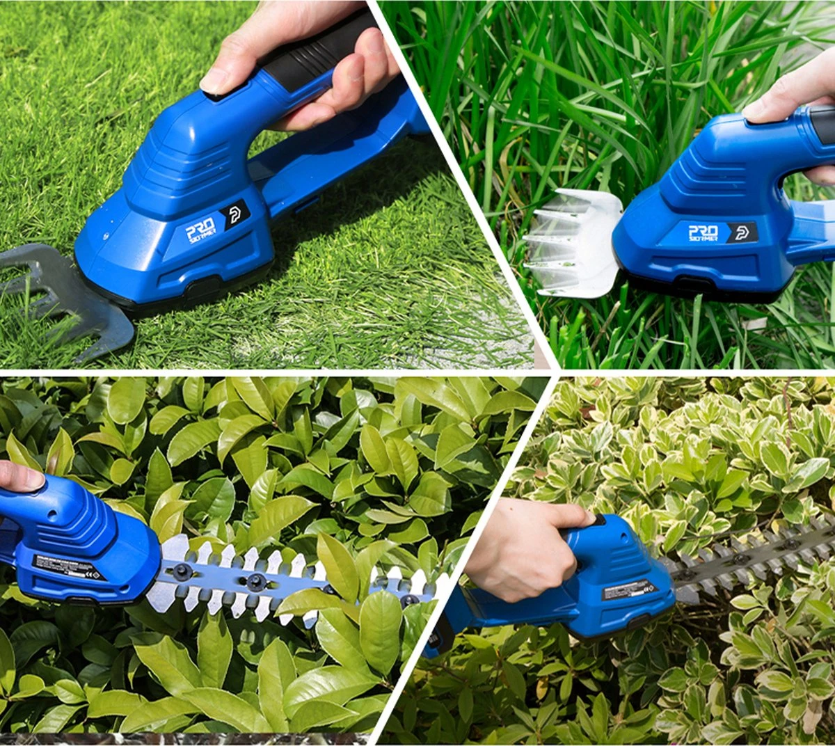 FlowShop - Taille-haie Multifonction 2-en-1 - Taille-haie électrique - Tondeuse à Gazon Sans Fil - Sécateur - Outils De Jardin - Batterie 2000mAh - Blauw 1 FlowShop - Taille-haie Multifonction 2-en-1 - Taille-haie électrique - Tondeuse à Gazon Sans Fil - Sécateur - Outils De Jardin - Batterie 2000mAh - Blauw