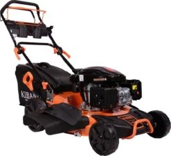 Tondeuse Thermique Kibani - Moteur 4 Temps 196 Cm3 / 4,7 CV - Largeur De Coupe 53 Cm - 8 Hauteurs De Coupe Réglables - Incl. 62L Collector - Fonction Mulching