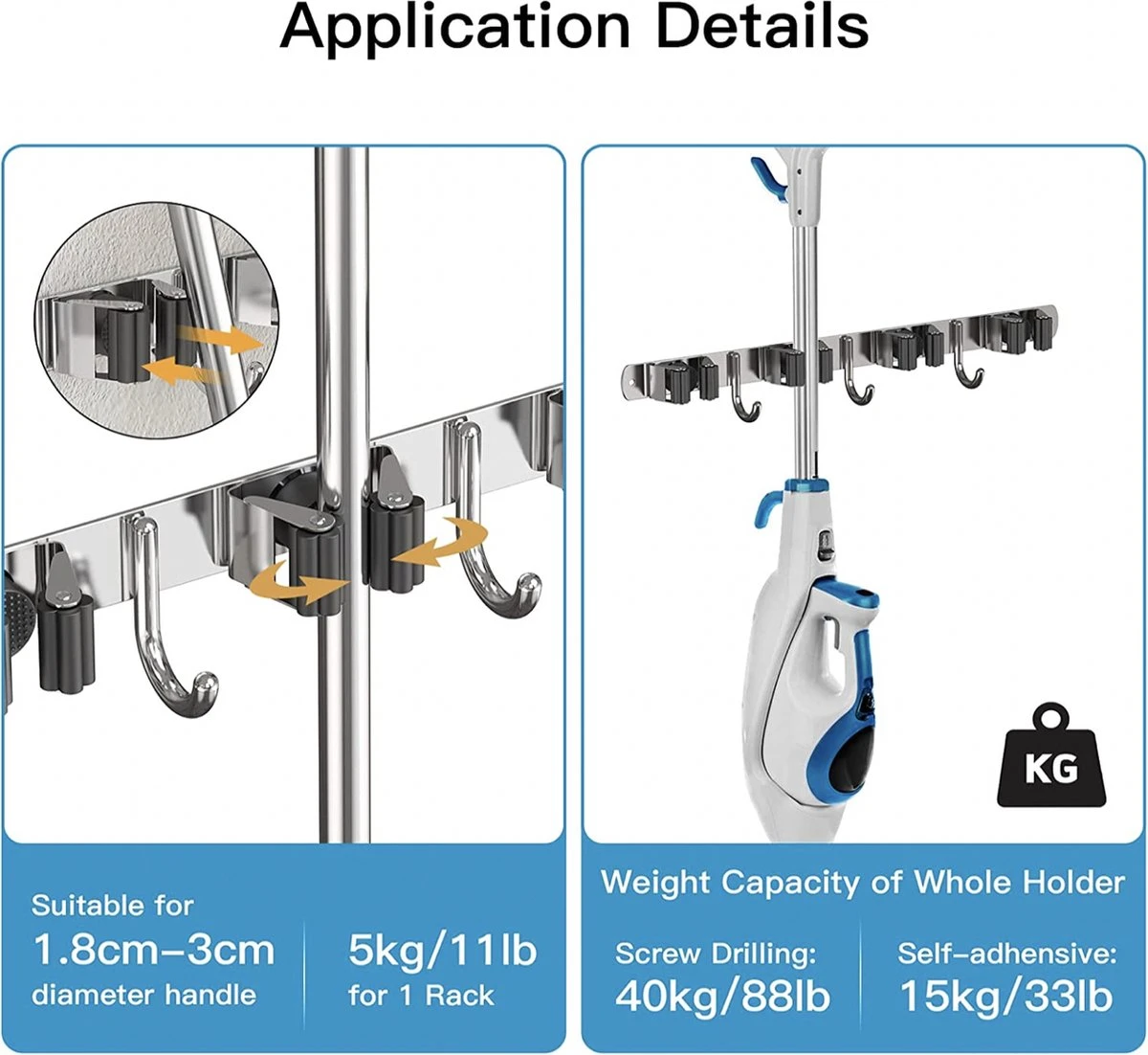 LUZOON Porte-balai Porte-outil Mural Crochet Rail Porte-balai Porte-outils De Jardin Outils De Jardin De Outils De Jardin - Zwart 7 LUZOON Porte-balai Porte-outil Mural Crochet Rail Porte-balai Porte-outils De Jardin Outils De Jardin De Outils De Jardin - Zwart – Image 7
