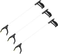 Paquet De 3x Morceaux De Pinces à Ordures / Aide à La Pince à Ordures Sur Bâton - Environ 76 Cm - Pinces à Déchets Avec Poignée De Serrage