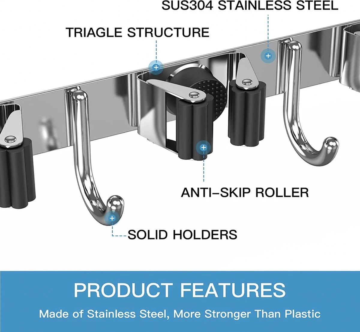 LUZOON Porte-balai Porte-outil Mural Crochet Rail Porte-balai Porte-outils De Jardin Outils De Jardin De Outils De Jardin - Zwart 6 LUZOON Porte-balai Porte-outil Mural Crochet Rail Porte-balai Porte-outils De Jardin Outils De Jardin De Outils De Jardin - Zwart – Image 6