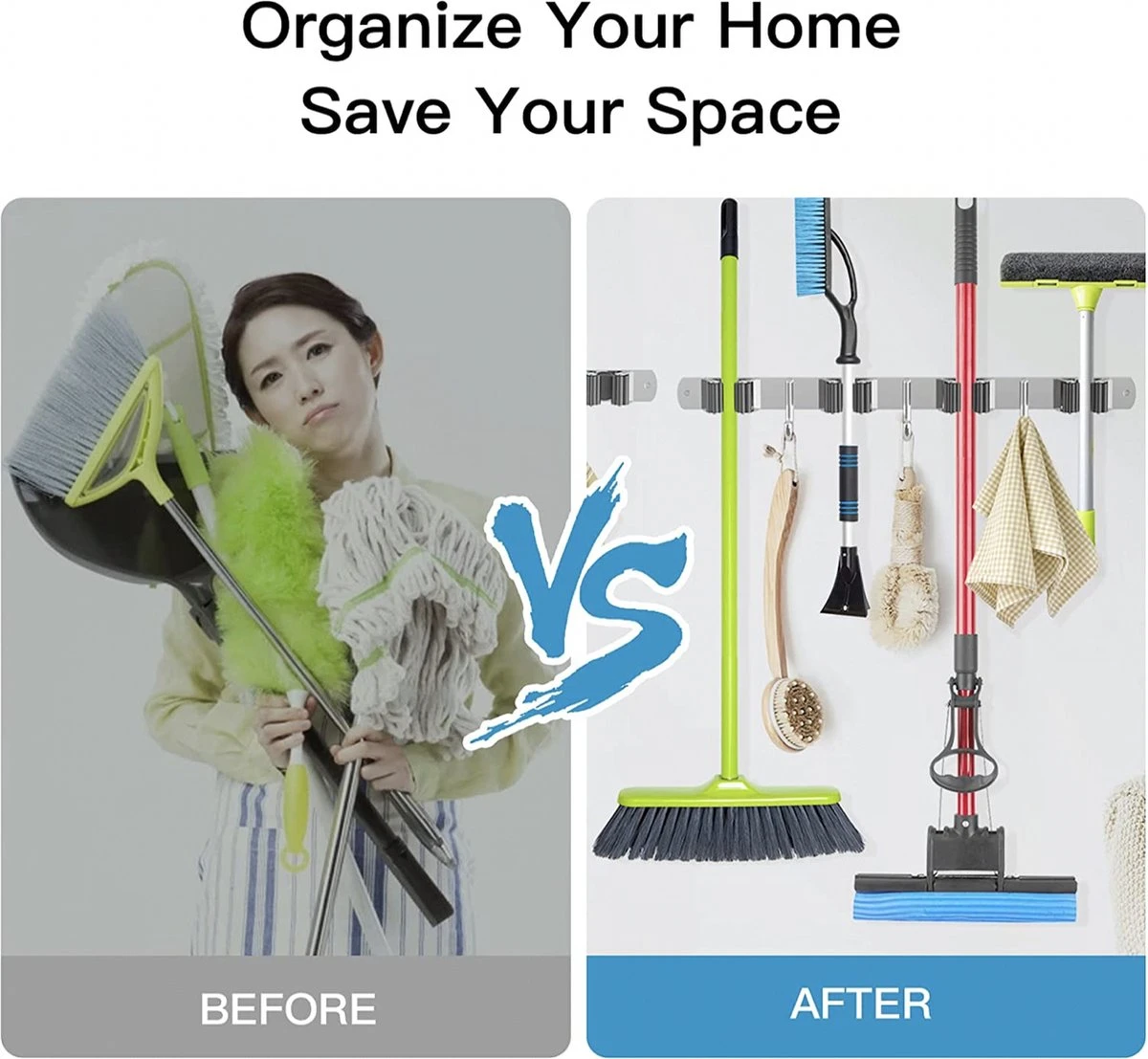 LUZOON Porte-balai Porte-outil Mural Crochet Rail Porte-balai Porte-outils De Jardin Outils De Jardin De Outils De Jardin - Zwart 2 LUZOON Porte-balai Porte-outil Mural Crochet Rail Porte-balai Porte-outils De Jardin Outils De Jardin De Outils De Jardin - Zwart – Image 2