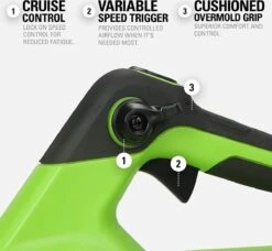 Greenworks 48 VOLT (2X24 VOLT) SOUFFLEUR À FEUILLES À BATTERIE Avec 2x Batterie Li-Ion Et Chargeur -Vendite Pelouse Pro 1200x1110 3