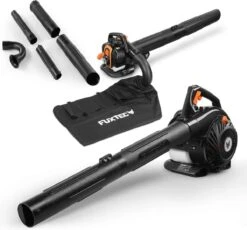 Souffleur De Feuilles à Essence Professionnel FUXTEC 3 En 1 - Fonction De Soufflage - Fonction D'aspiration - Fonction De Broyage - Sac De Collecte - FX-LBS126P