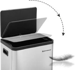 Songmics Poubelle, Poubelle De 45 Litres Avec Pédale, Récipient Extérieur En Acier Inoxydable, Avec Poubelle Intérieure Et Couvercle En Plastique, Fermeture Amortie, Anti-empreintes Digitales, Pour La Cuisine, Argent LTB007E01 -Vendite Pelouse Pro 1200x1118 5