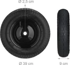 Roue De Brouette Relaxdays 4.80 4.00-8 - Roue De Secours Brouette - Pneu Pneumatique - Avec Adaptateurs Schwarz-Schwarz -Vendite Pelouse Pro 1200x1119 1
