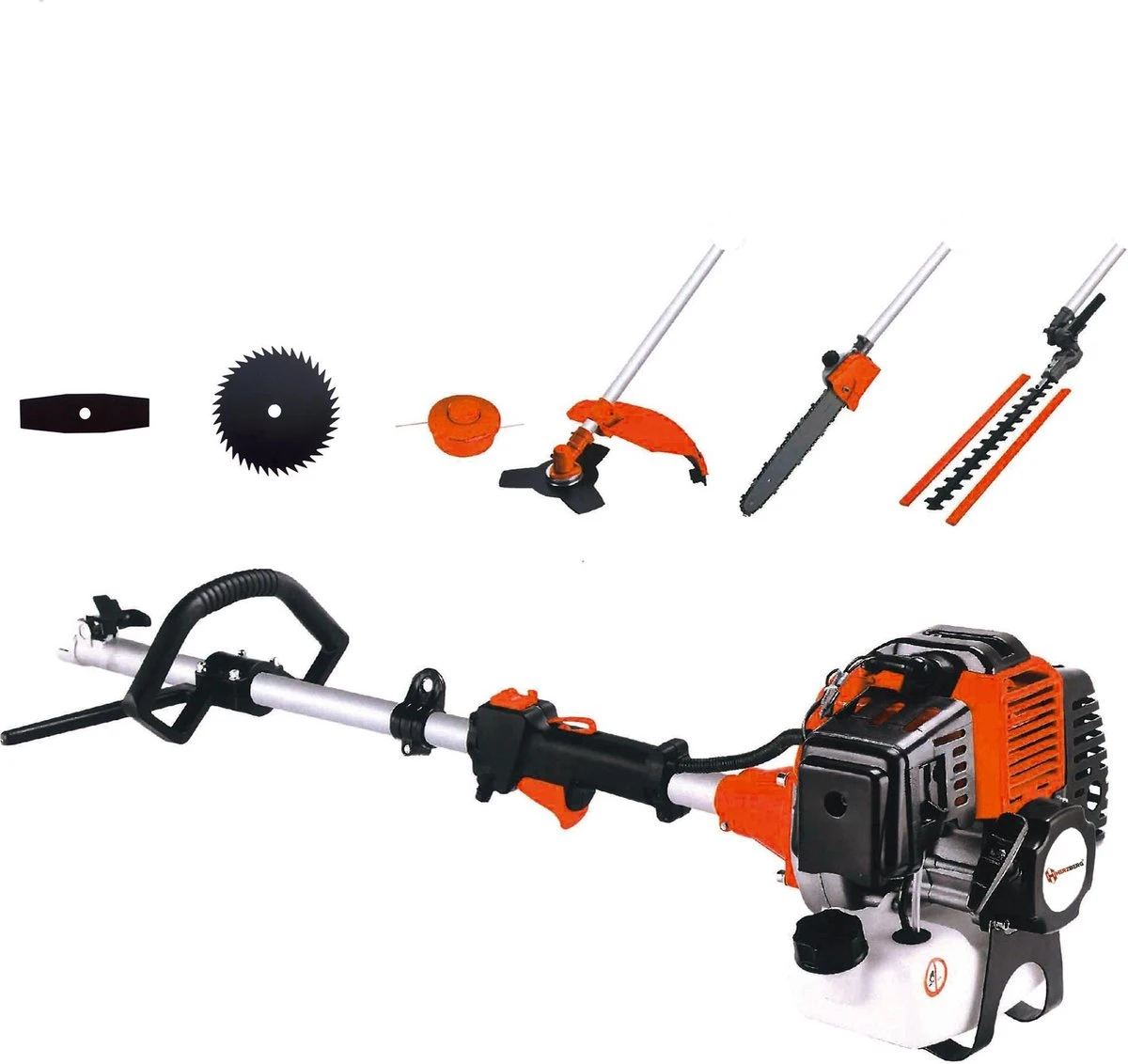 Outil Multifonction 5 En 1 Powertech, Débroussailleuse, Taille-haie, Tronçonneuse, Scie D'élagage + Bobine De Fil Et 3 Lames De Coupe 1 Outil Multifonction 5 En 1 Powertech, Débroussailleuse, Taille-haie, Tronçonneuse, Scie D'élagage + Bobine De Fil Et 3 Lames De Coupe