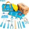 Ensemble D'outils 18 Pièces Pour Enfants Avec De Klein Outillage à Main, Des Lunettes De Sécurité Et Un Casque De Travail. Tout Dans Un Sac De Rangement Pratique