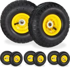 Relaxdays 8x Roue De Diable 260x85 - Roue De Charrette à Bras - Pneu Pneumatique - Roue De Secours - 4.1/3.5-4