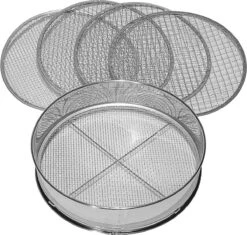 5in1 5000, Tamis De Jardin 5 En 1, 5 Inserts De Tamis Interchangeables Ø 3, 5, 8, 10, 12 Mm Fin, Pour Terre, Pierres, Compost, Mauvaises Herbes, Sable, Gravier Et Graines, Rond 30 Cm, Métal, Antirouille