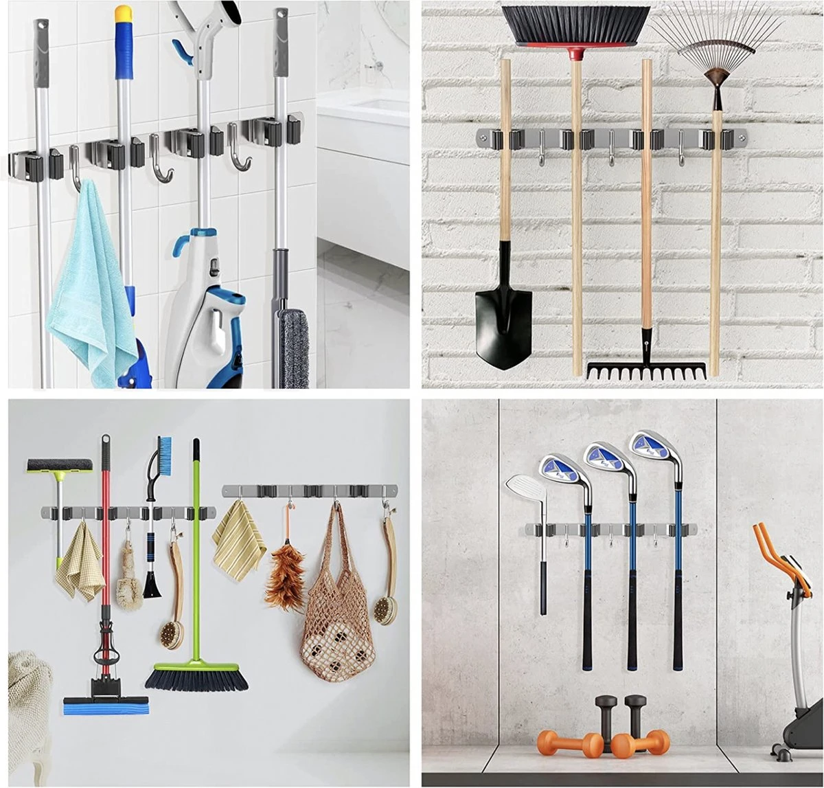 LUZOON Porte-balai Porte-outil Mural Crochet Rail Porte-balai Porte-outils De Jardin Outils De Jardin De Outils De Jardin - Zwart 3 LUZOON Porte-balai Porte-outil Mural Crochet Rail Porte-balai Porte-outils De Jardin Outils De Jardin De Outils De Jardin - Zwart – Image 3