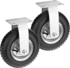 PrimeMatik - Roue De Brouette Fixe Pack De 2 90 Kg 8x2.5" 203x64 Mm. Courroie De Rechange Pour Plate-forme De Transport Et Chariots