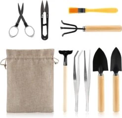 Lihao Mini Ensemble D'outils De Jardin 9 Pièces Pour Mini Plantes Succulentes Pot Plantes Bonsaï Outils Travail De Jardin (MEHRWEG)