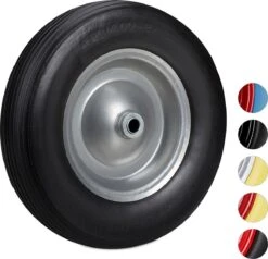 Roue De Brouette Relaxdays 4.80 4.00-8 - Roue De Secours - Pneu En Caoutchouc - Chariot De Roue De Diable Noir-gris