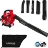 Aspirateur à Feuilles à Essence AREBOS Souffleur à Feuilles Déchiqueteuse à Feuilles 700W Inc. Sac De Collecte 45L 7500 Tr/min