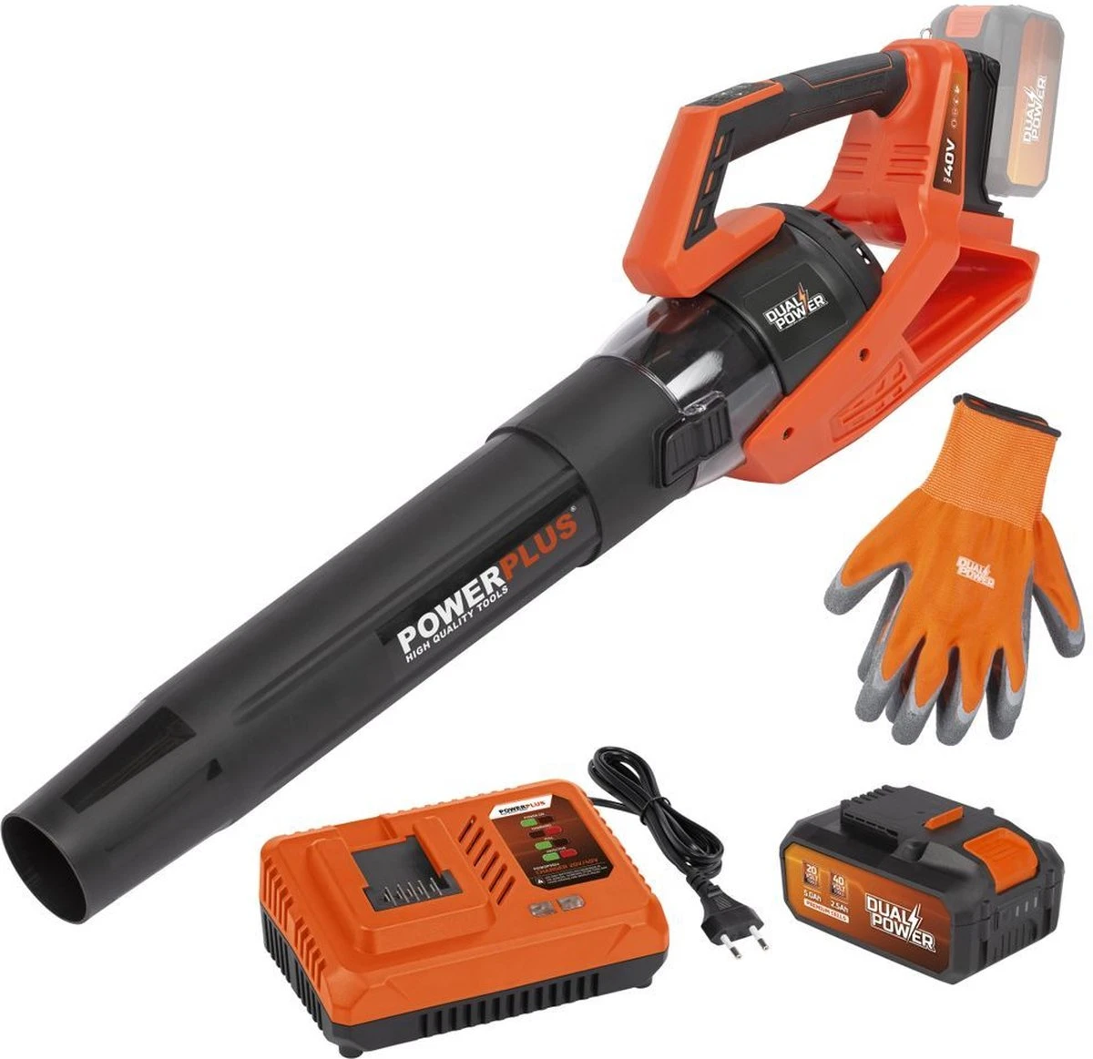 Souffleur De Feuilles Powerplus Dual Power POWDPGSET31 - 40V - Avec Batterie 40 V Et Chargeur 1 Souffleur De Feuilles Powerplus Dual Power POWDPGSET31 - 40V - Avec Batterie 40 V Et Chargeur