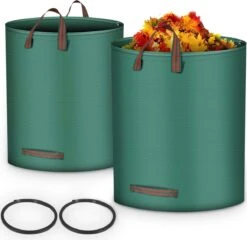 Sacs De Jardinage Sac à Déchets De Jardin - Set De 2 Sacs à Déchets De Jardin Pliables - Sac De Jardin - Poubelle De Jardin - 2x 280 Litres - Vert