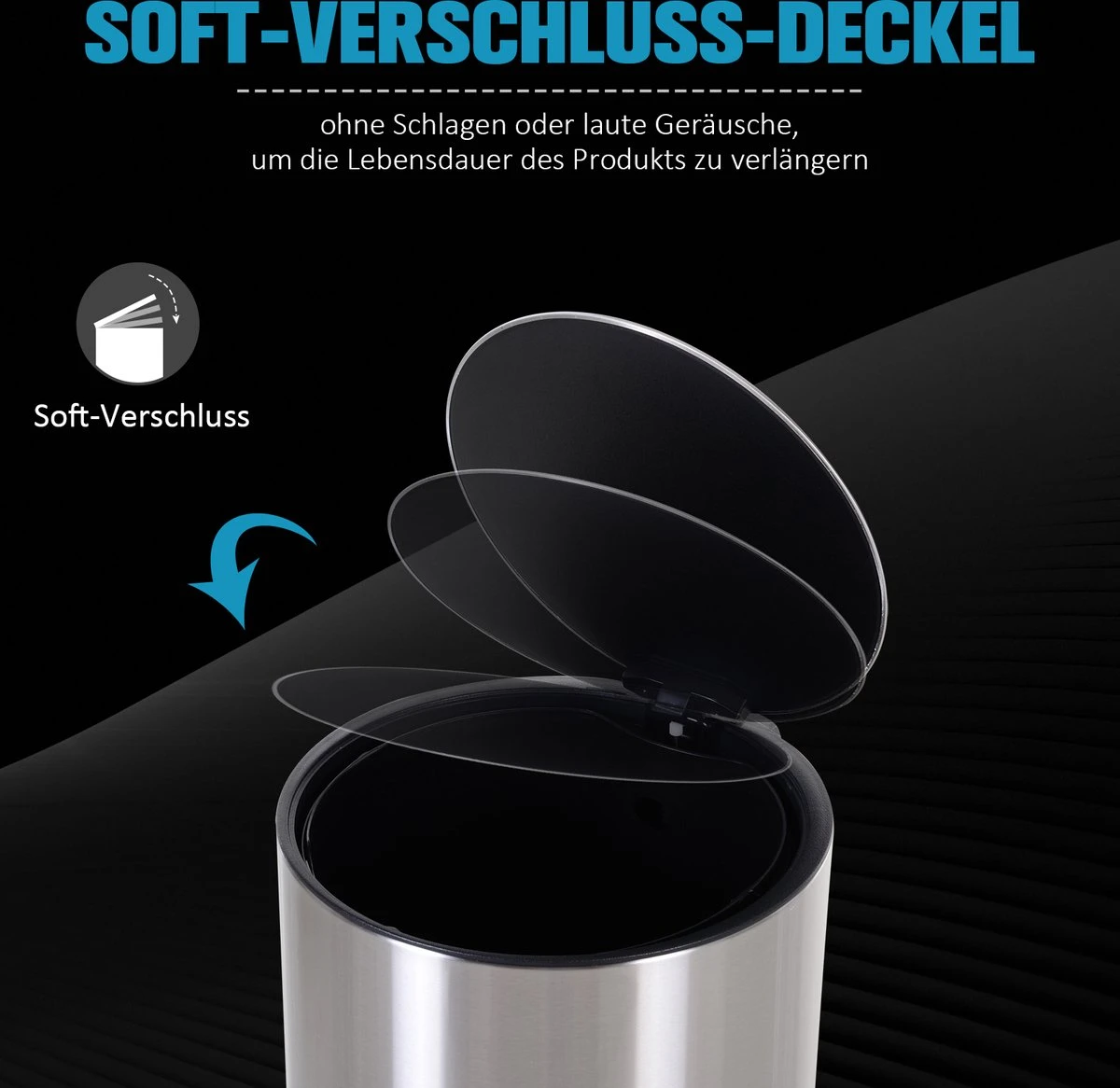 HOMCOM Prullenbak Poubelle Poubelle à Pédale Poubelle Intérieure 12 L Fermeture Amortie Inox PP Soft 7 HOMCOM Prullenbak Poubelle Poubelle à Pédale Poubelle Intérieure 12 L Fermeture Amortie Inox PP Soft – Image 7