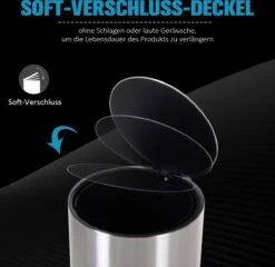 HOMCOM Prullenbak Poubelle Poubelle à Pédale Poubelle Intérieure 20 L Fermeture Amortie Inox PP Soft -Vendite Pelouse Pro 1200x1166 6