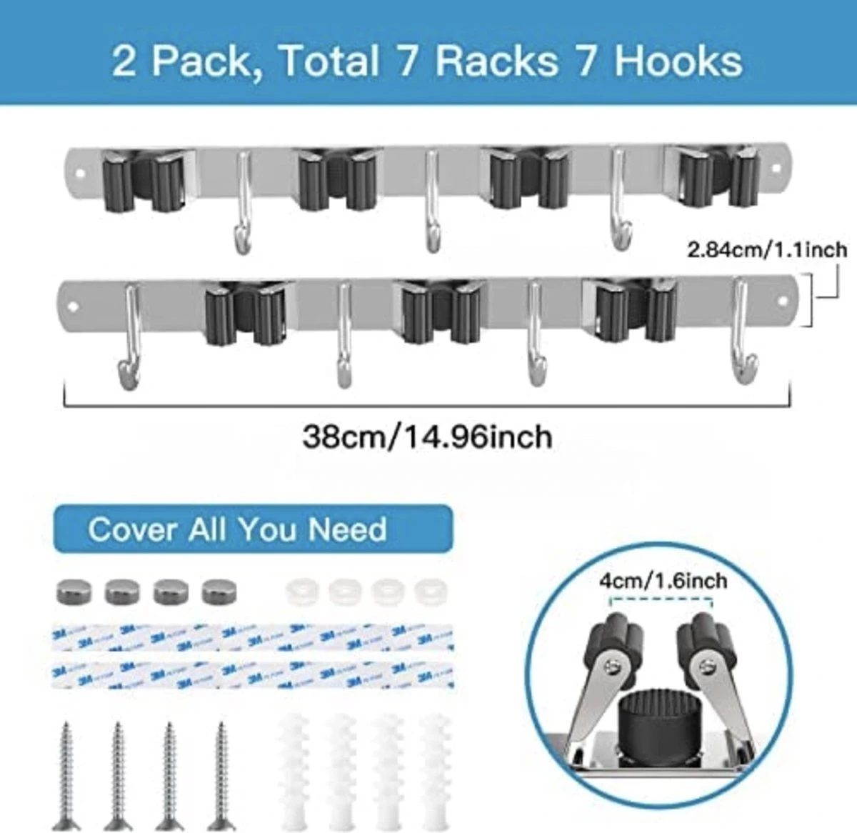 LUZOON Porte-balai Porte-outil Mural Crochet Rail Porte-balai Porte-outils De Jardin Outils De Jardin De Outils De Jardin - Zwart 5 LUZOON Porte-balai Porte-outil Mural Crochet Rail Porte-balai Porte-outils De Jardin Outils De Jardin De Outils De Jardin - Zwart – Image 5