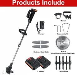 Coupe-herbe Herbe - Tondeuse à Gazon - Coupe-herbe électrique - Machine à Gazon - Rechargeable Sans Fil - Poignée Réglable - Avec 2 Piles - Pour Tailler La Pelouse De Jardin - Zwart -Vendite Pelouse Pro 1200x1172