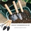 Set Outils De Jardin Waledano® 3 Pièces - Convient Pour Le Jardinage - La Plantation Pelle De Jardin - Ensemble De Culture - Râteau De Jardin - Pelle à Plantes - Pelle à Main - Avec Manche En Bois