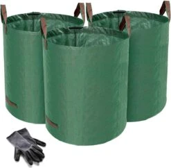 Sac De Jardin, Sac à Déchets De Jardin En Polypropylène (PP) Imperméable Robuste, Sacs à Feuilles Autoportants Et Pliables Incl. Cadeau: 1 Paire De Gants De Jardinage