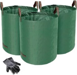 Sac De Jardin, Sac à Déchets De Jardin En PolypropylÚne (PP) Imperméable Robuste, Sacs à Feuilles Autoportants Et Pliables Incl. Cadeau: 1 Paire De Gants De Jardinage