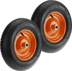 PrimeMatik - Roue De Brouette Pack De 2 95 Kg 16x4" 406x102 Mm. Courroie De Rechange Pour Plate-forme De Transport Et Chariots