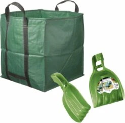 Sac à Déchets De Jardin Vert Pliable 148 Litres Avec Un Jeu De Râteaux à Feuilles / Pinces à Déchets De Jardin - Jardinage