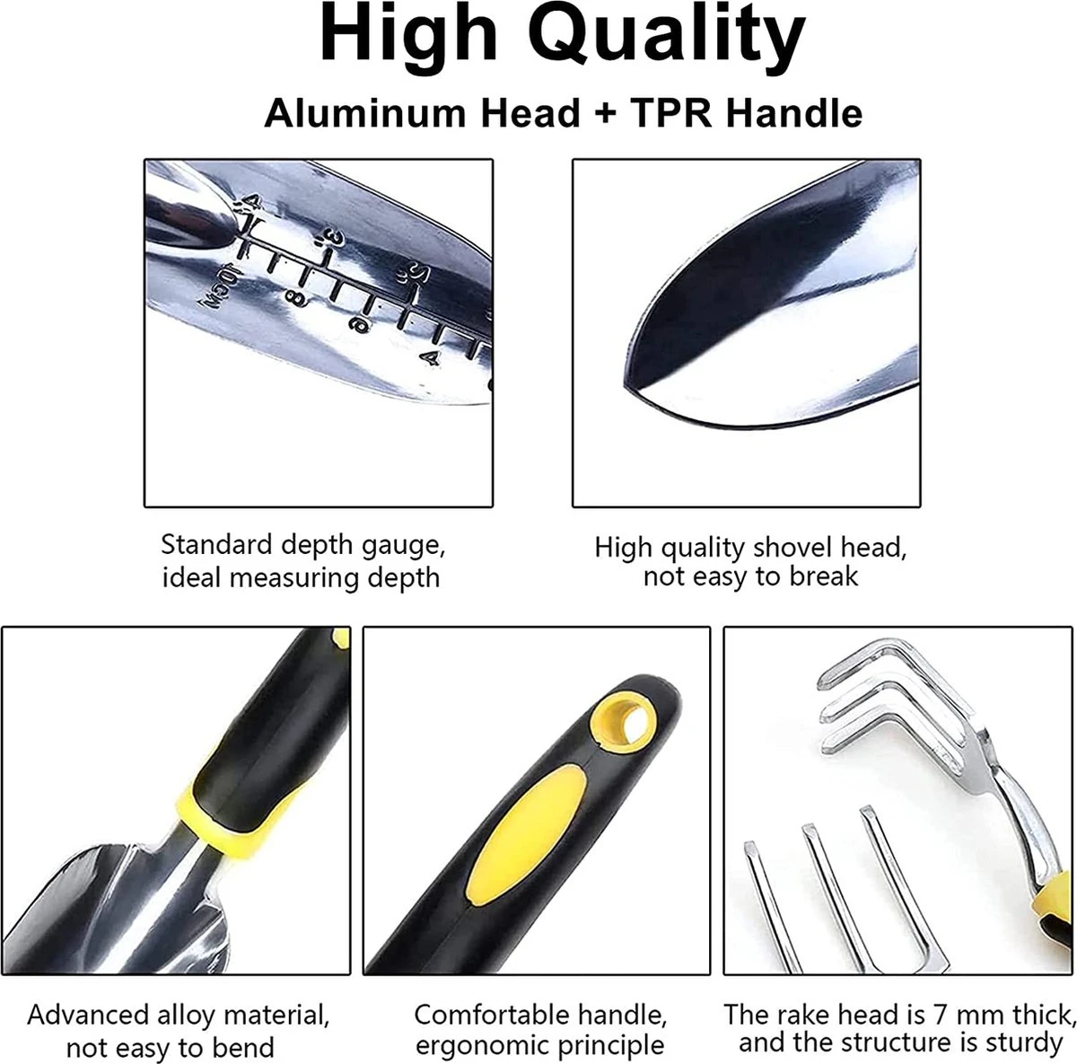 Ensemble D'outils De Jardin Rongrong 5 Pièces Comprenant Truelle, Transplanteur, Cultivateur, Désherbage, Fourche De Désherbage, Outils De Jardin Avec Têtes En Fonte D'aluminium Robustes Et Poignées Ergonomiques 5 Ensemble D'outils De Jardin Rongrong 5 Pièces Comprenant Truelle, Transplanteur, Cultivateur, Désherbage, Fourche De Désherbage, Outils De Jardin Avec Têtes En Fonte D'aluminium Robustes Et Poignées Ergonomiques – Image 5