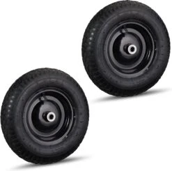 Relaxdays 2x Roue De Brouette 4.80 4.00-8 - Roue De Secours Brouette - Pneu Pneumatique - Jante En Acier
