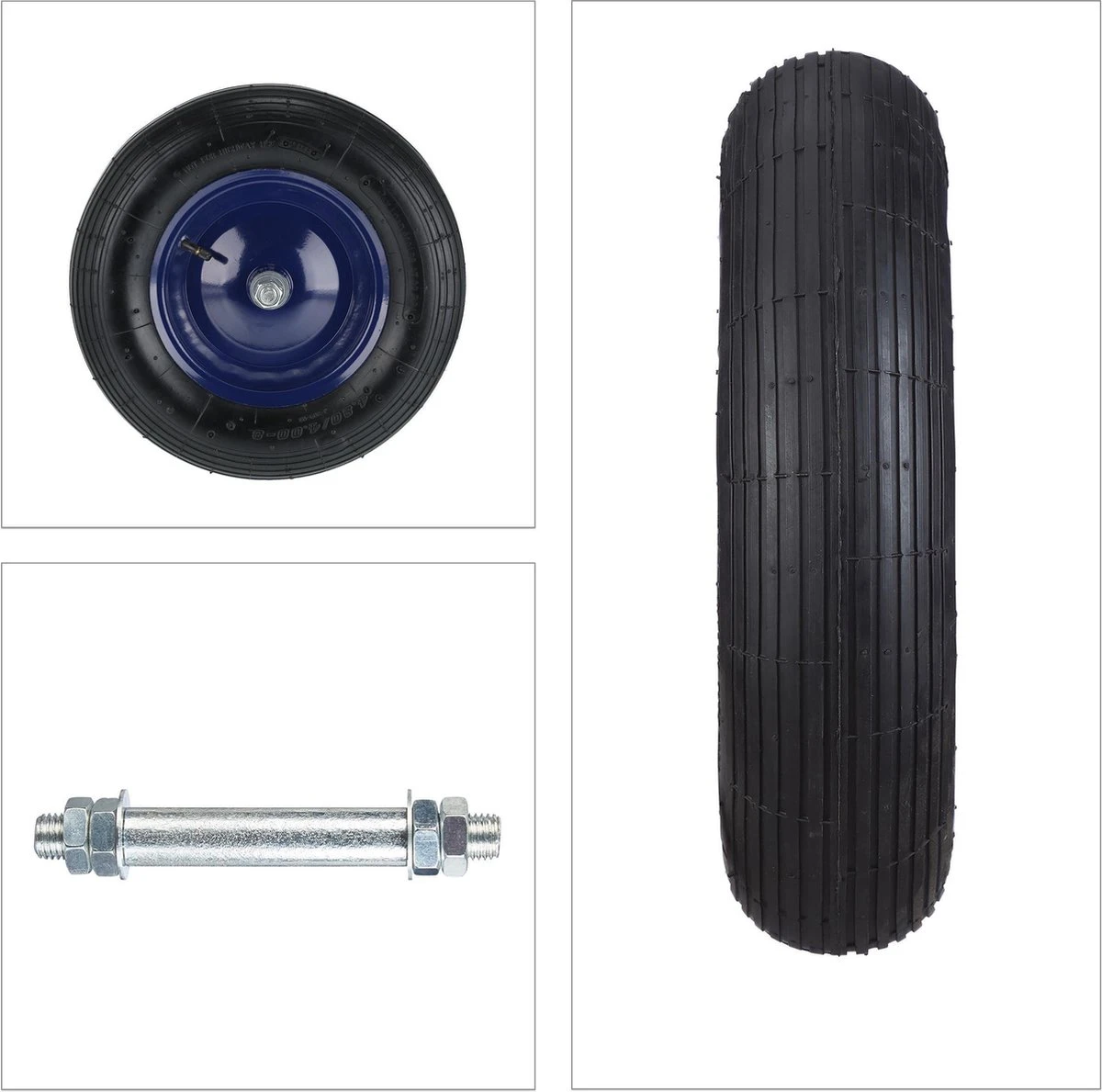 Roue De Brouette Relaxdays 4.80 4.00-8 - Pneu De Brouette Avec Essieu - Jante En Acier Bleu Pneumatique 8 Roue De Brouette Relaxdays 4.80 4.00-8 - Pneu De Brouette Avec Essieu - Jante En Acier Bleu Pneumatique – Image 8