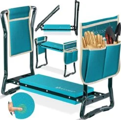KESSER® 2 En 1 XXL Banc De Jardin Banc Agenouillé Coussin D'assise Rembourré Coussin En Mousse EVA Tabouret De Jardin Pliable Avec 2 X Sac à Outils Banc De Jardin 60 X 50 X 27 Cm Jusqu'à 150 Kg Bleu -Vendite Pelouse Pro 1200x1190 9