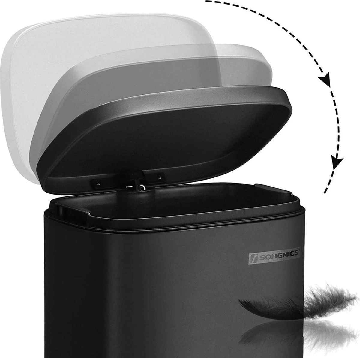 Prullenbak - Poubelle Poubelle Pour La Cuisine, Poubelle De 30 L Avec Pédale, Poubelle à Pédale Avec Bac Intérieur En Plastique, Couvercle à Charnière, Fermeture Amortie, Anti-odeurs Et Hygiénique, Noir 3 Prullenbak - Poubelle Poubelle Pour La Cuisine, Poubelle De 30 L Avec Pédale, Poubelle à Pédale Avec Bac Intérieur En Plastique, Couvercle à Charnière, Fermeture Amortie, Anti-odeurs Et Hygiénique, Noir – Image 3