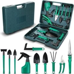 IBright Set D'outils De Outils De Jardin 10 Pièces Avec étui De Rangement - Ensemble De Jardinage - Outils Pour Jardin - Vert