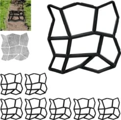 Relaxdays 8 X Moule D'allée De Jardin - Moule à Béton - Moule à Carrelage De Jardin - Pavé Ornemental - Ciment