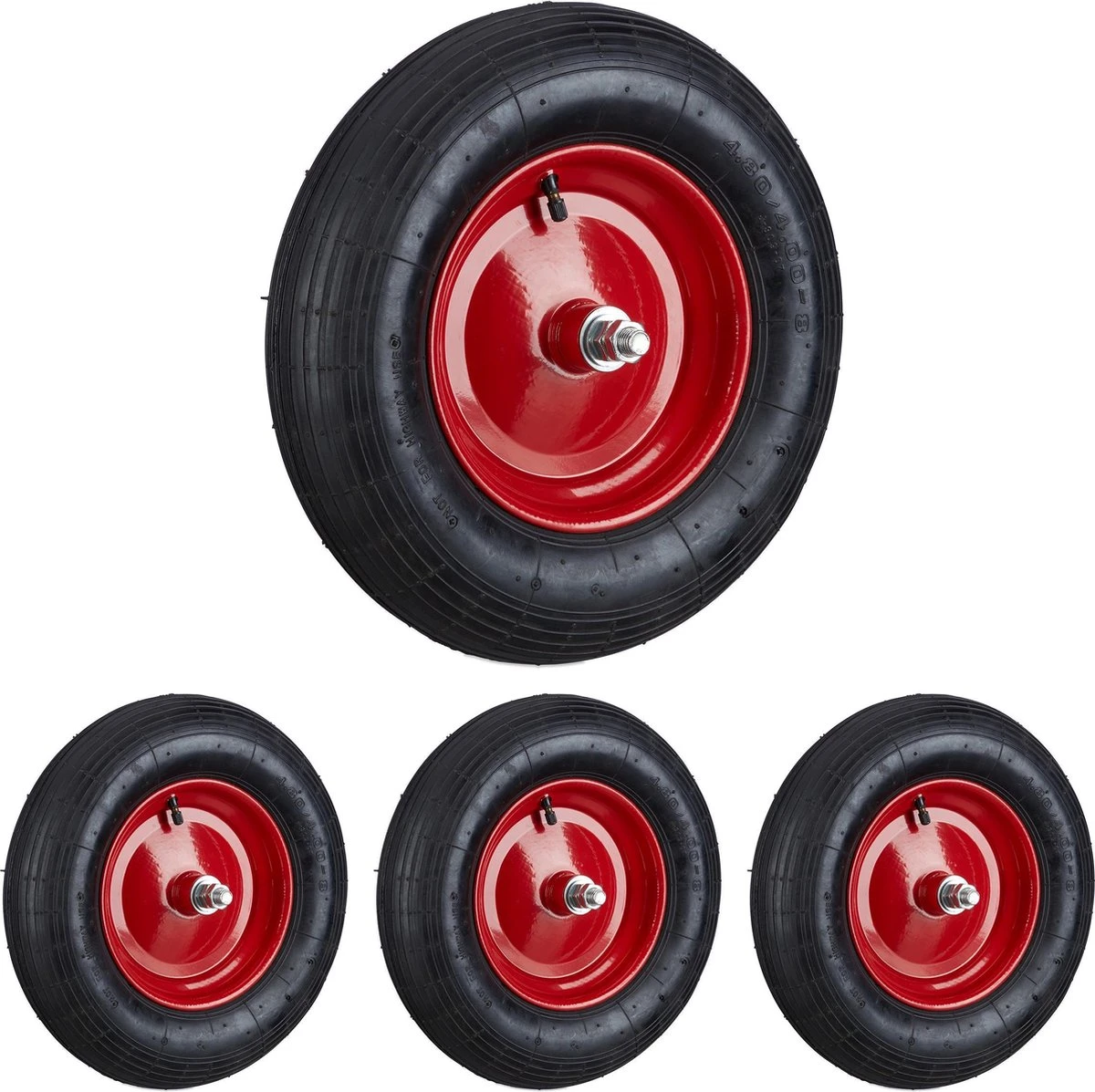 Relaxdays 4x Roue De Brouette 4.80 4.00-8 - Pneu Pneumatique Avec Essieu - Roue De Secours - Pneu De Brouette 1 Relaxdays 4x Roue De Brouette 4.80 4.00-8 - Pneu Pneumatique Avec Essieu - Roue De Secours - Pneu De Brouette