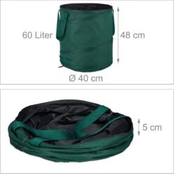 Relaxdays Sac Poubelle De Jardin Pop Up - Lot De 3 - 60 L - Sac De Jardin Robuste - Sac Poubelle Vert Fermé -Vendite Pelouse Pro 1200x1198 19