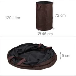 Relaxdays Pop Up Sac à Déchets De Jardin - Lot De 2 - Sac De Jardin 120 L - Marron - Sacs à Mauvaises Herbes Robustes -Vendite Pelouse Pro 1200x1198 28