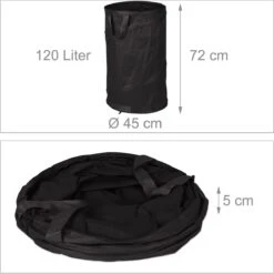 Relaxdays Pop Up Sac à Déchets De Jardin - Lot De 2 - Sac De Jardin 120 L - Noir - Sac à Mauvaises Herbes - Sac à Feuilles -Vendite Pelouse Pro 1200x1198 29